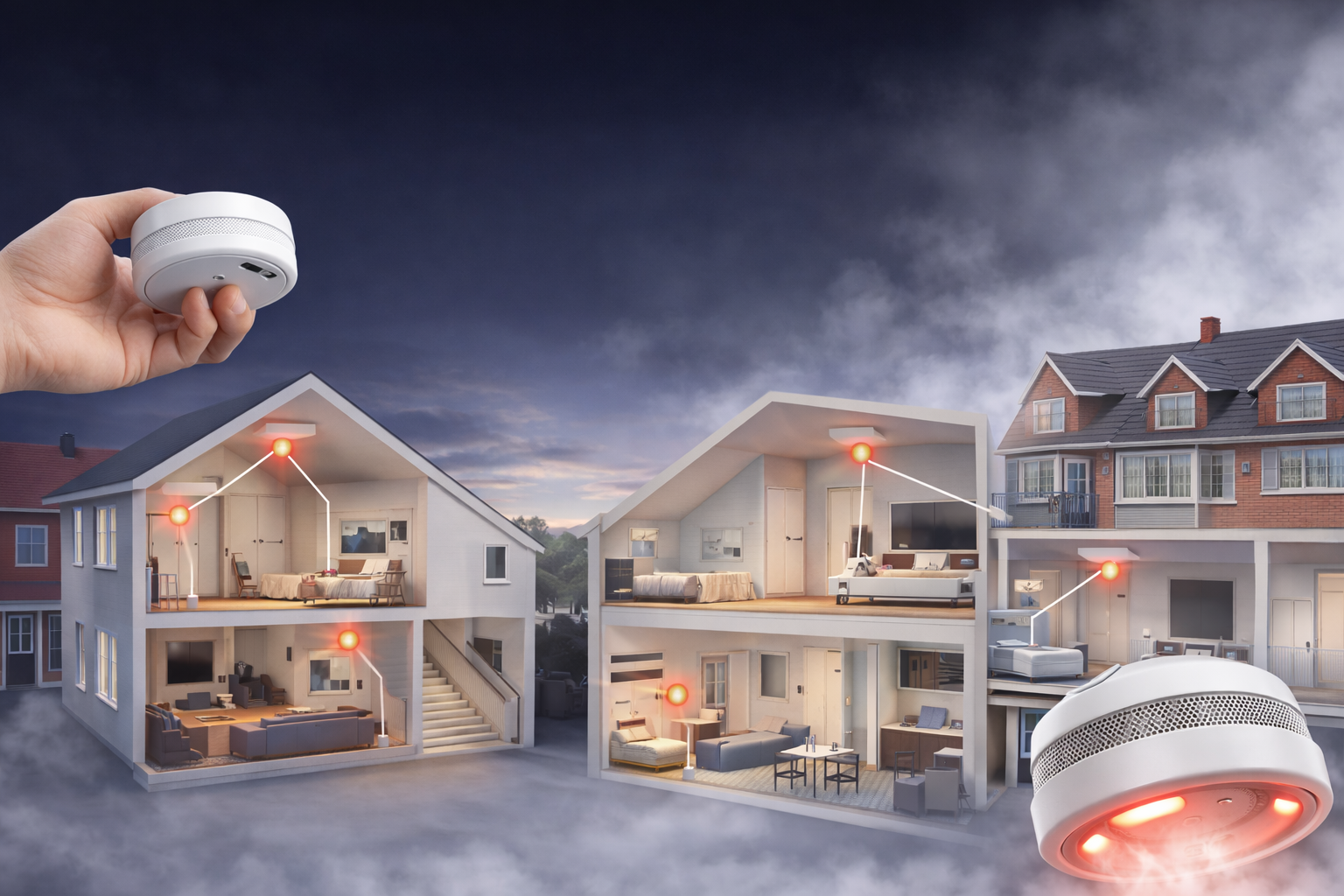 Røykvarsler: plassering rom for rom (enebolig, leilighet, rekkehus)