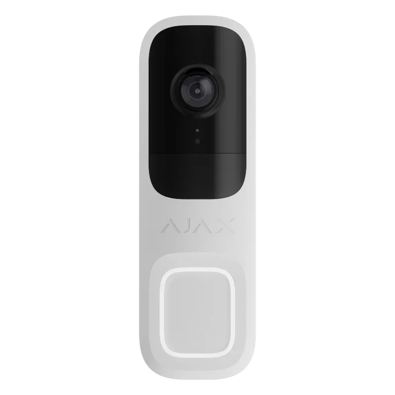 Moderne videoringeklokke med kamera og hvit front, trygghet for hjemmet