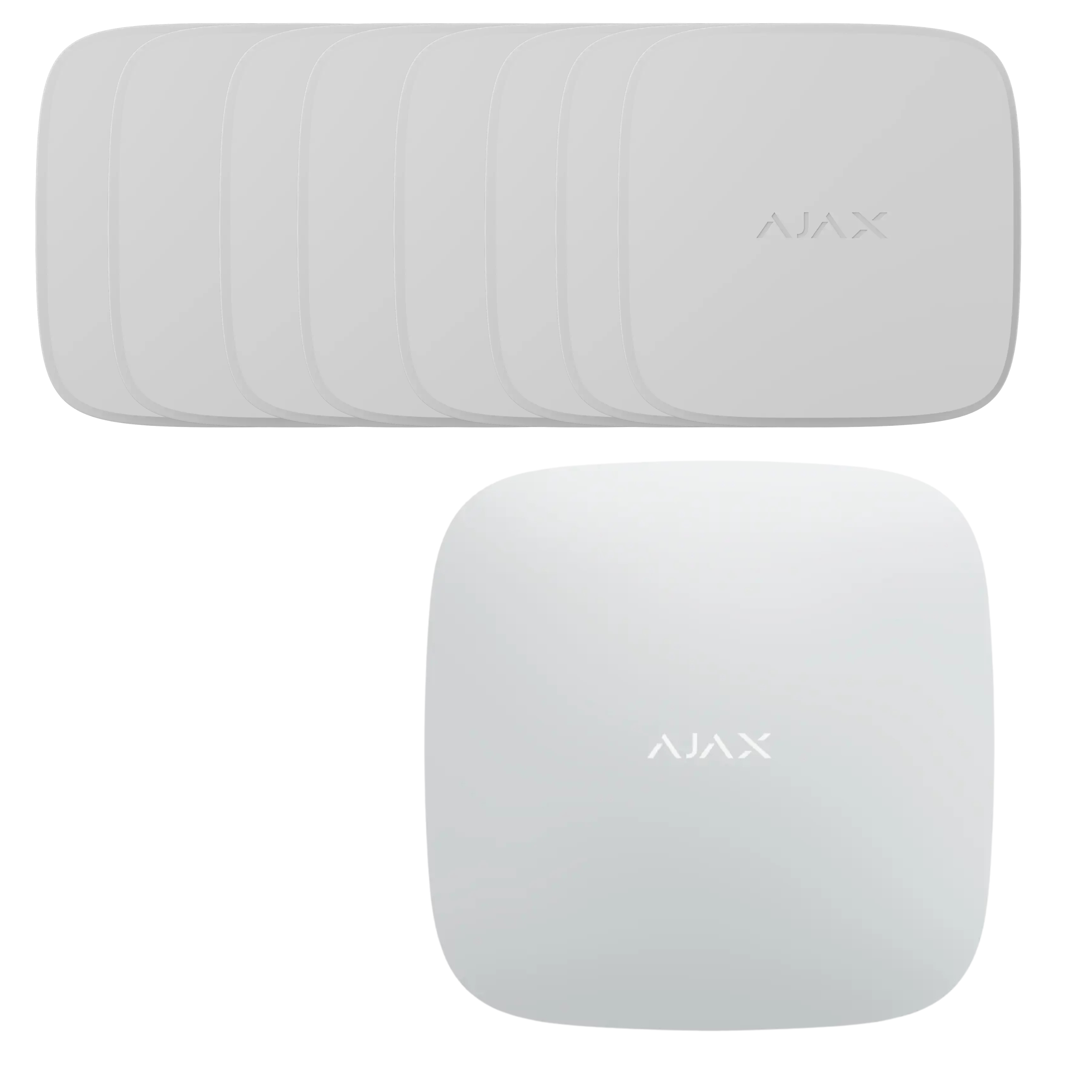 Ajax røykvarsler pakke med Hub – 8 seriekoblede brannvarslere