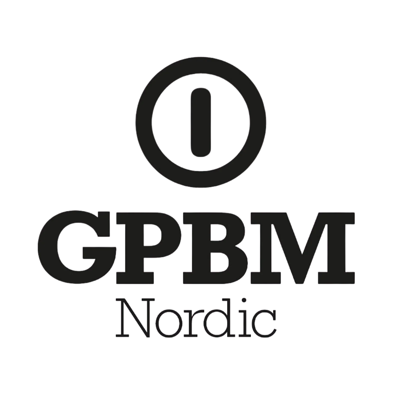 GPBM Nordic logo i svart, sikkerhetsrelatert grafikk på hvit bakgrunn
