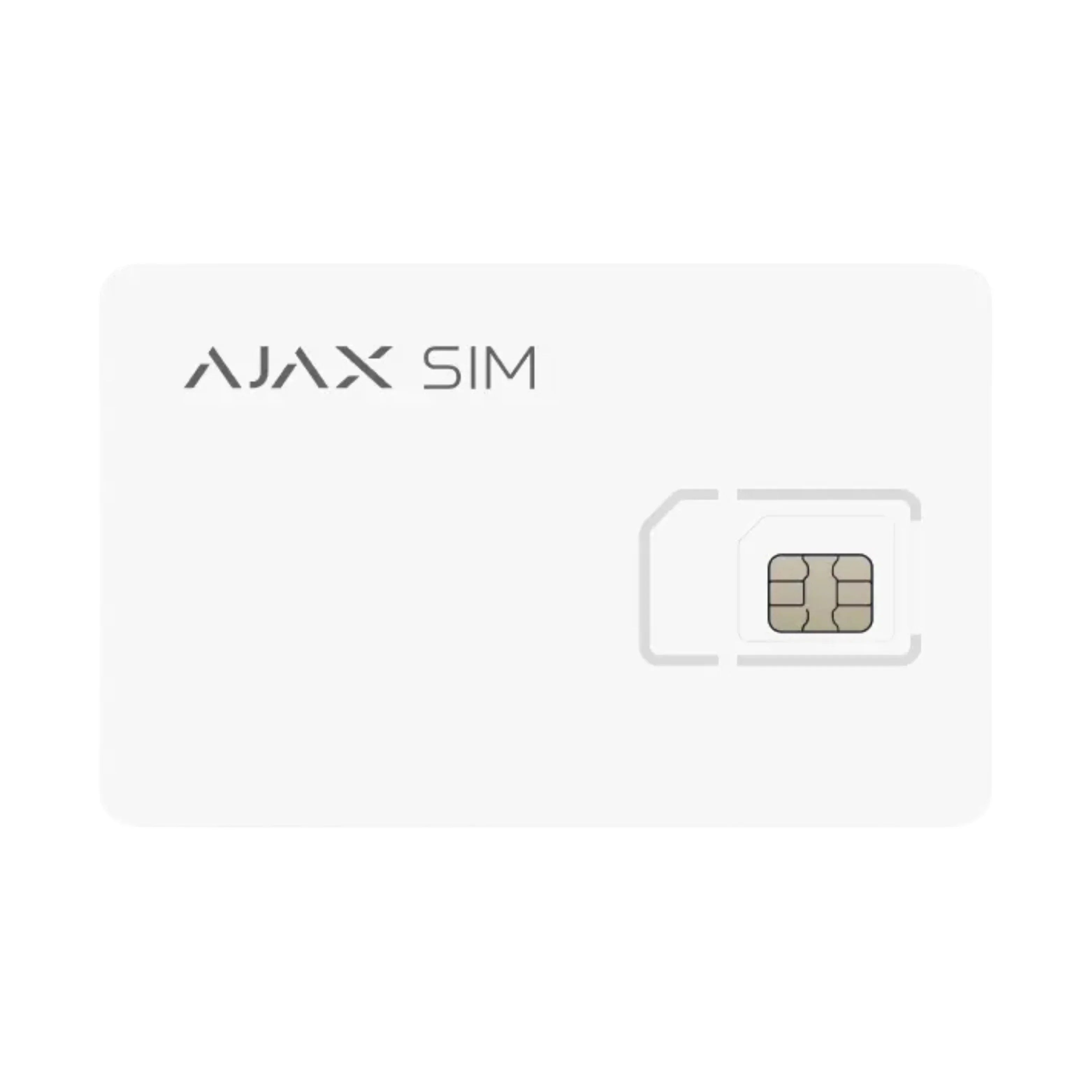 Hvit SIM-kort med AJAX-logo, brukbar for sikkerhets- og alarmsystemer