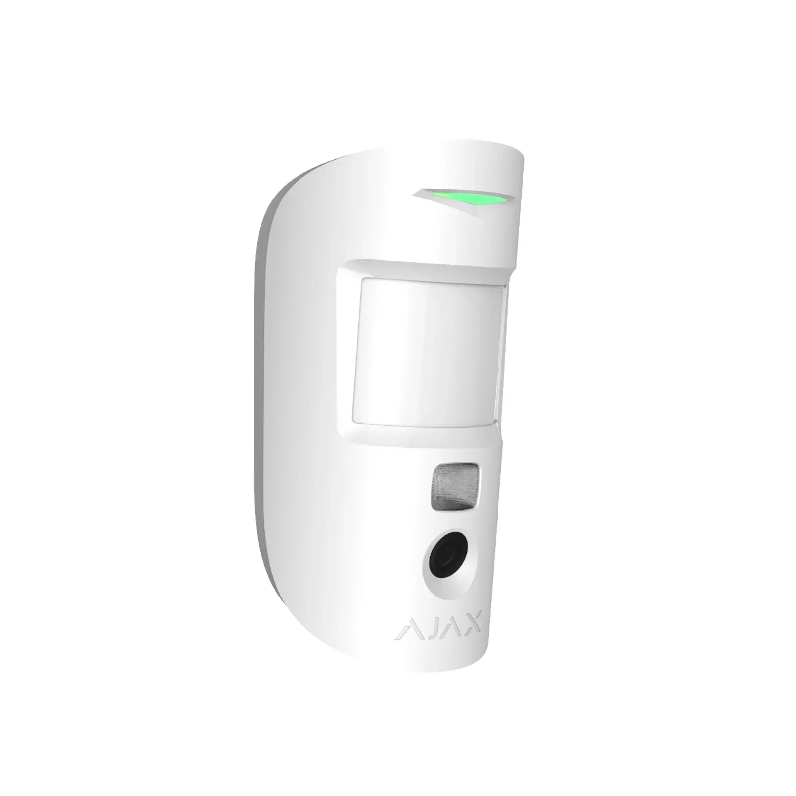 Hvit bevegelsessensor med kamera for innendørs sikkerhet, AJAX MotionCam system.