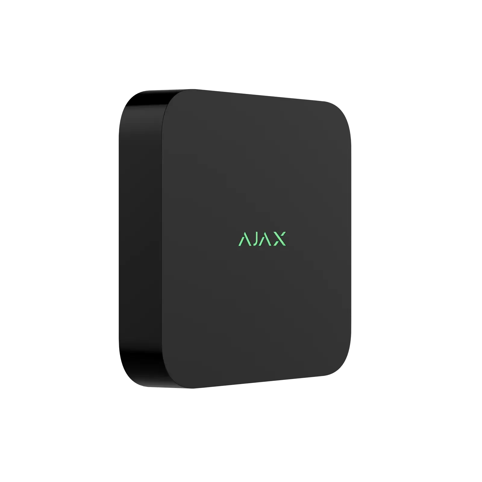 Sort nettverksvideoopptaker med grønn 'AJAX' logo, sikkerhetskameraovervåking