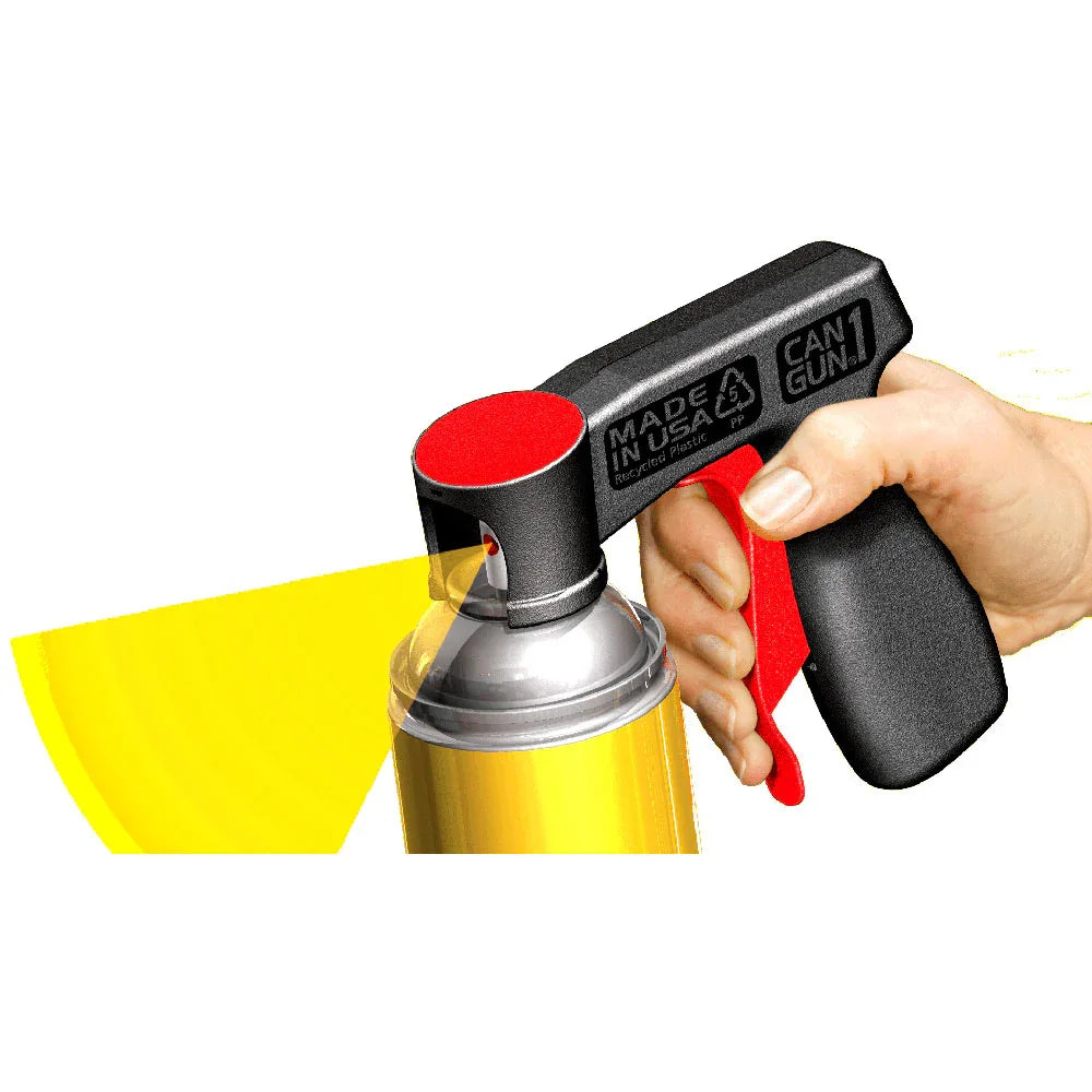 Illustrasjon av hånd som bruker spraypistol til sprayboks, sikkerhetsutstyr til maling