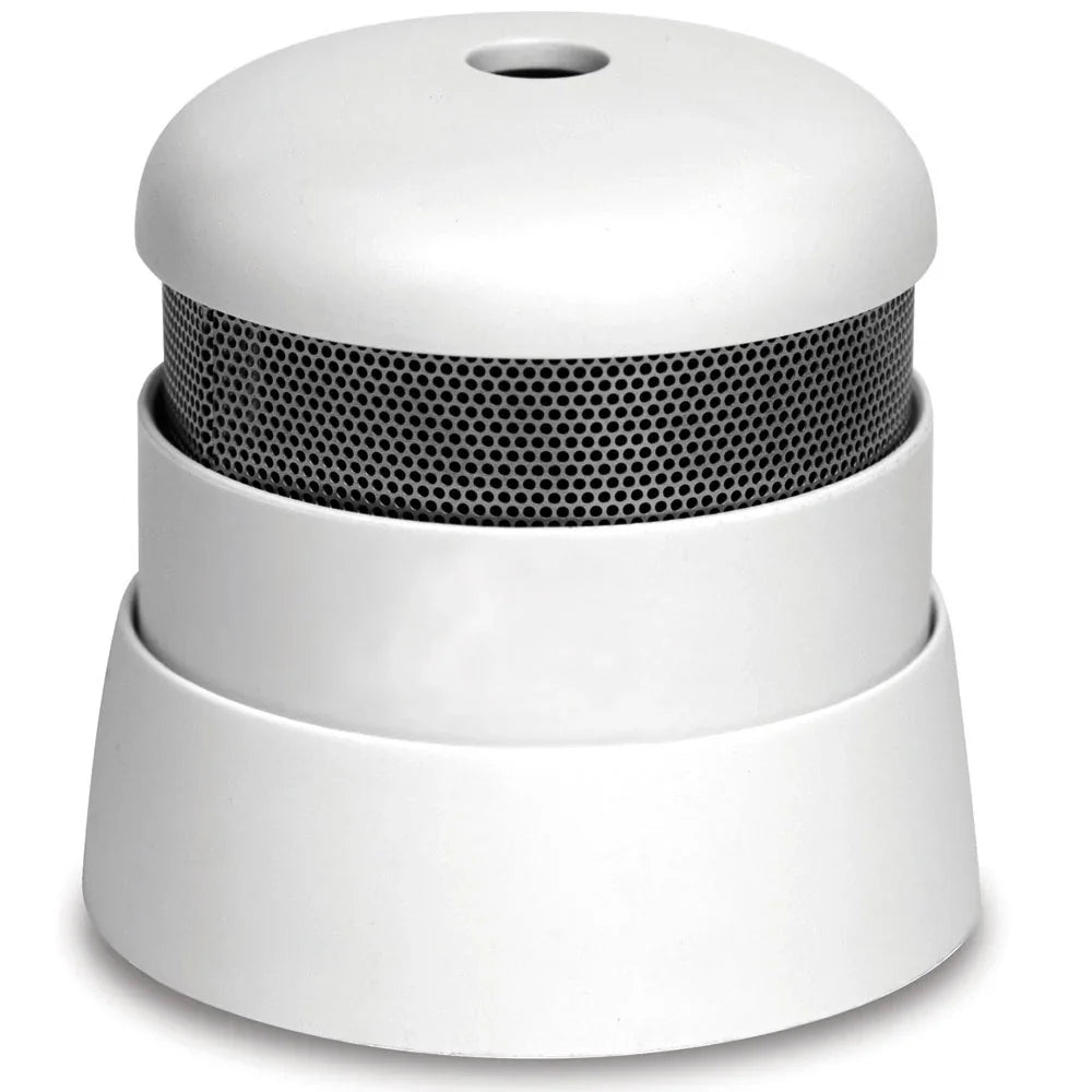 Kompakt, hvit røykvarsler med svart gitter, brannsikkerhetsutstyr for hjem og bedrift