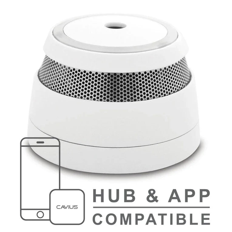 Trådløs optisk røykvarsler, kompatibel med hub og app, hvit design