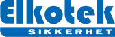 Blå logo med teksten Elkotek Sikkerhet, relatert til brannvern og sikkerhetsutstyr