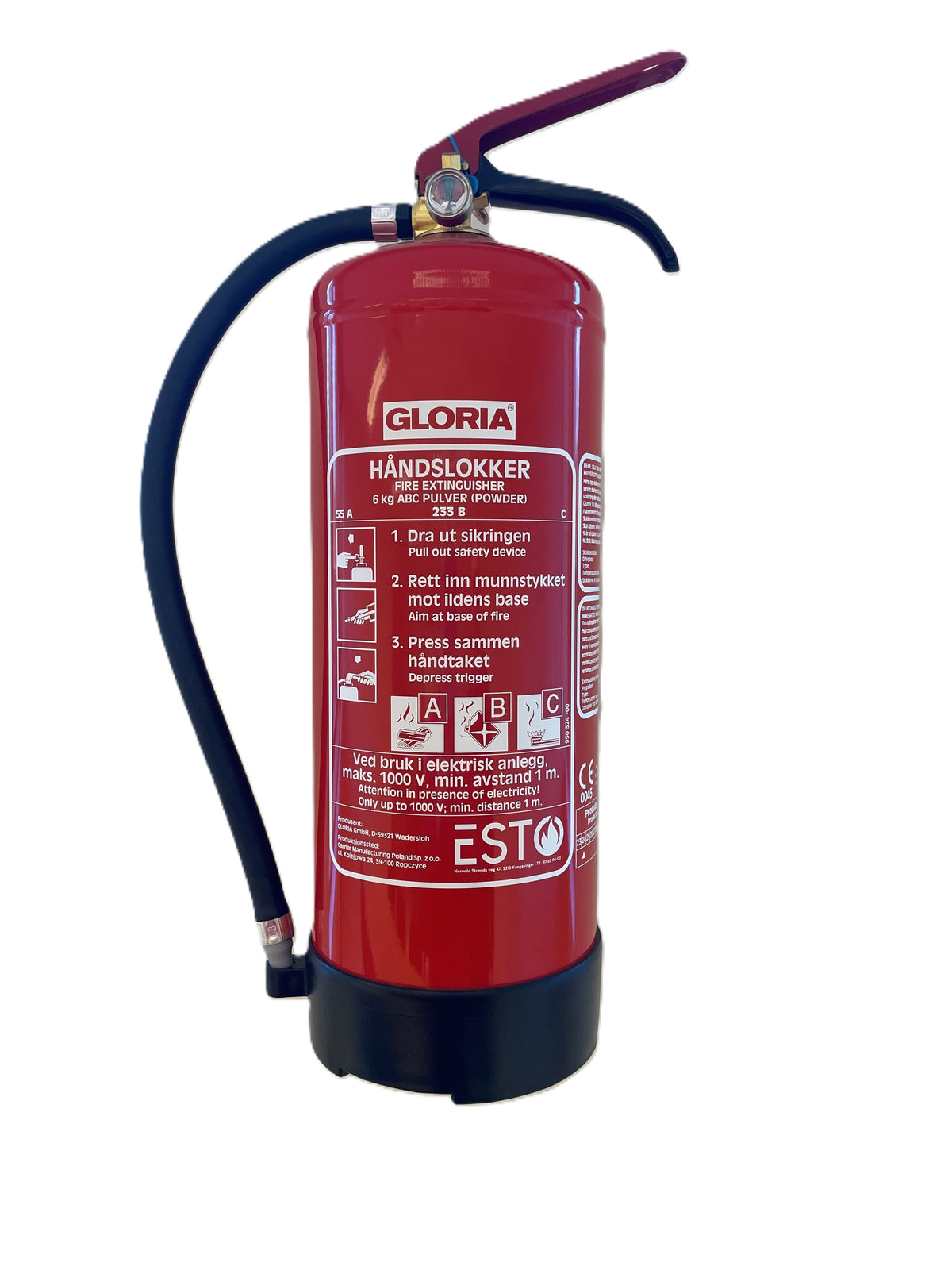 GLORIA 6 kg ABC pulverslukker 55A 233B C – originalt produktbilde