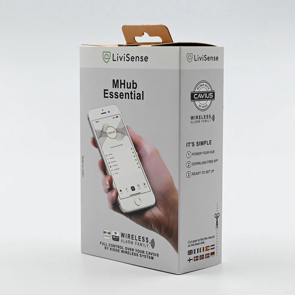 LiviSense MHub Essential pakke, smart alarmsystem, trådløs, styring via mobilapp.