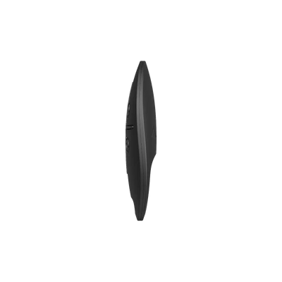 Røykvarsler i sort, sett fra siden, brannsikkerhet, minimalistisk design.