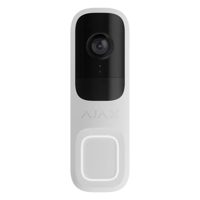 Moderne videoringeklokke med kamera og hvit front, trygghet for hjemmet