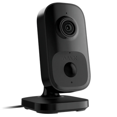 Sort overvåkningskamera med linse og sensor, passende for sikkerhet og overvåkning hjemme.