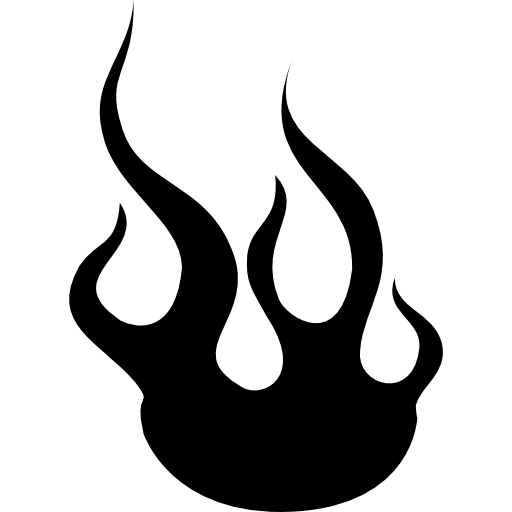 Svart pikselert flammeikon, symbol for brannsikkerhet og brannvern