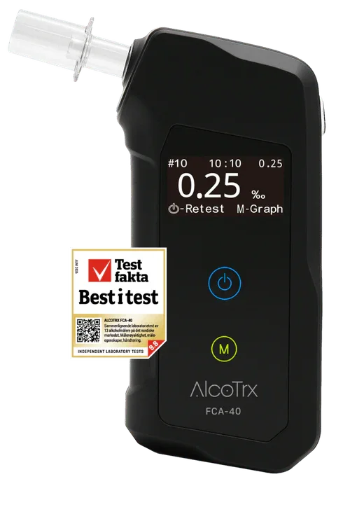 Alkotester AlcoTrx FCA-40 med digital skjerm og Testfakta best i test-merking