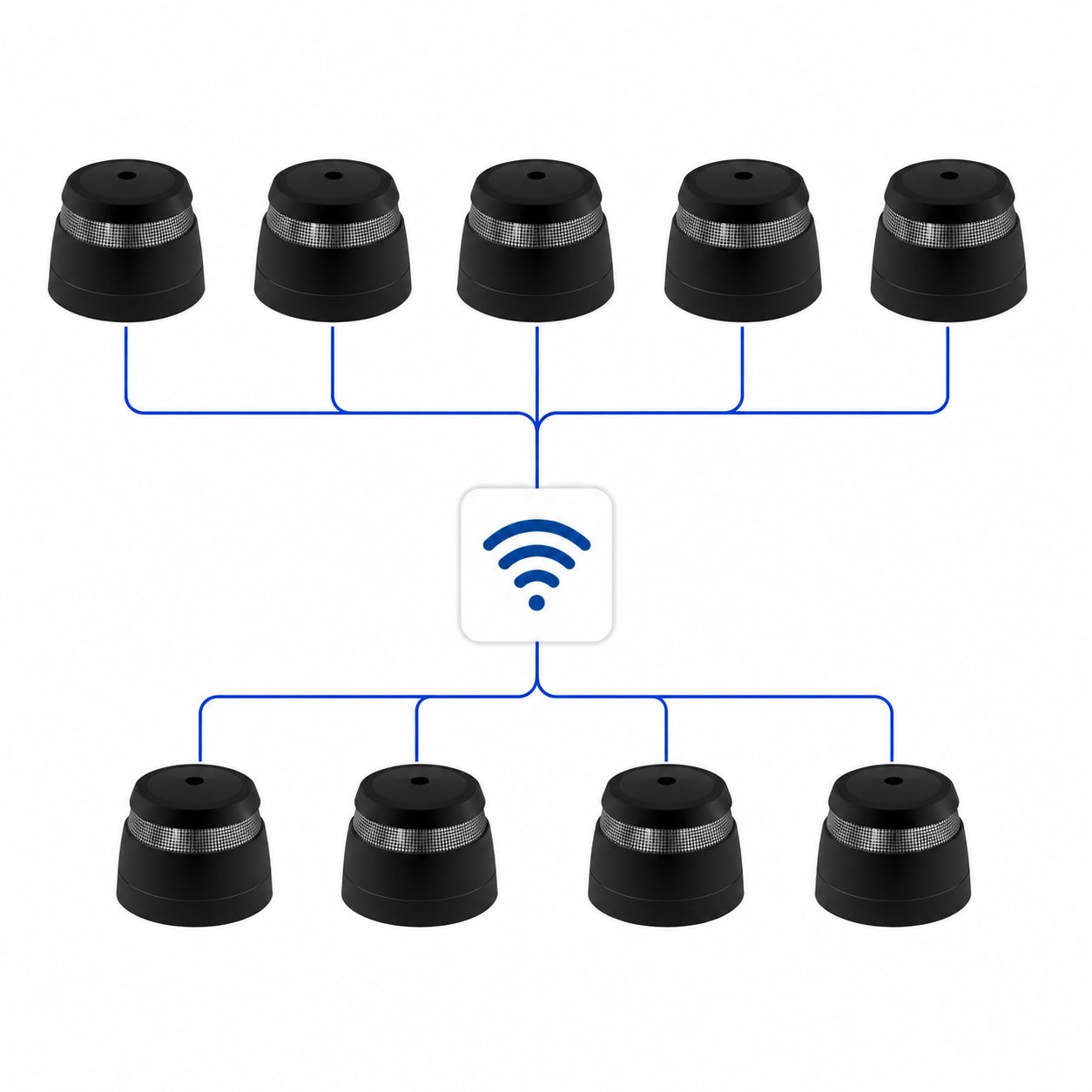 Cavius trådløs røykvarslerpakke – 9 seriekoblede optiske varslere