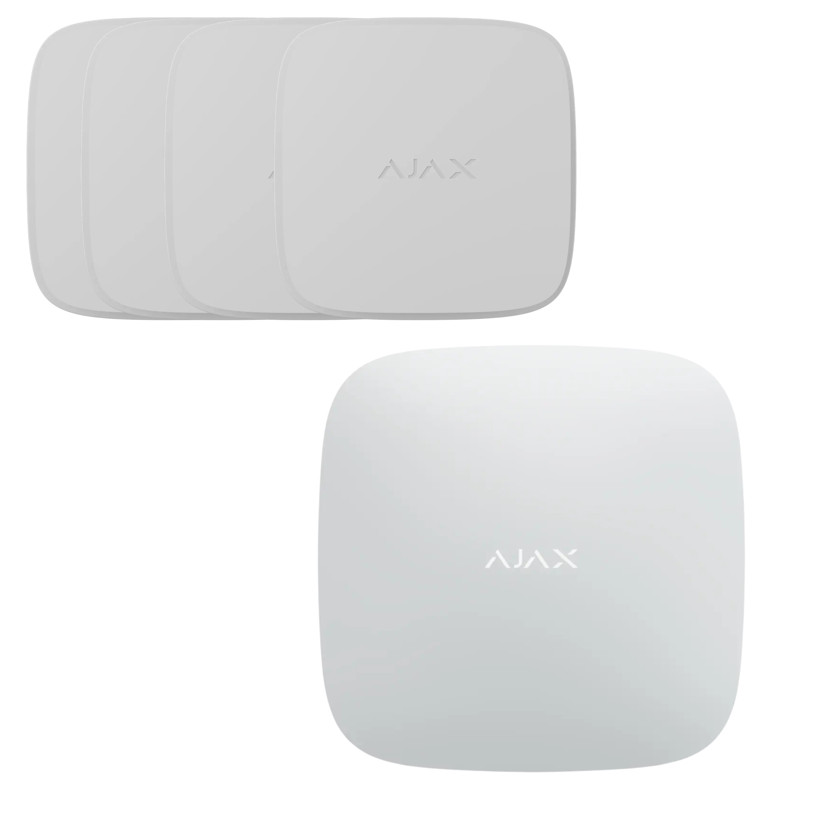 Ajax røykvarsler pakke med Hub – 4 seriekoblede brannvarslere