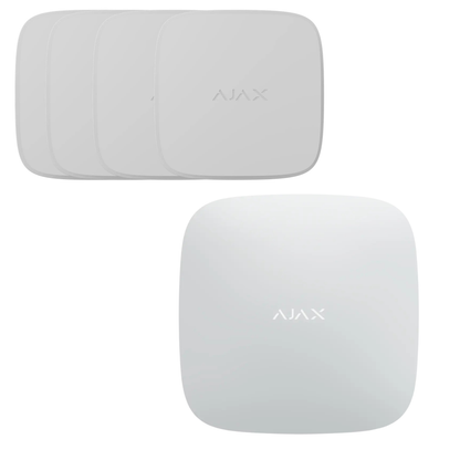Ajax røykvarsler pakke med Hub – 4 seriekoblede brannvarslere