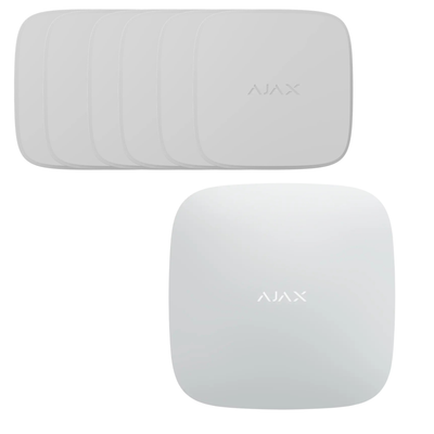 Ajax røykvarsler pakke med Hub – 6 seriekoblede brannvarslere