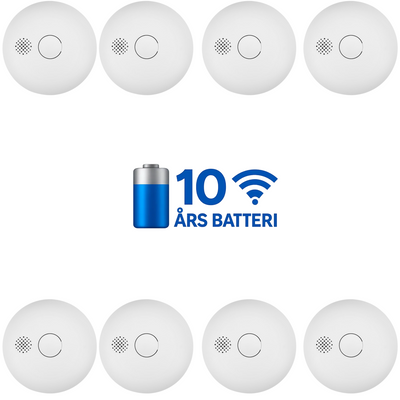 Housegard Luma seriekoblede røykvarslere – 8 stk