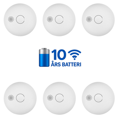 Housegard Luma seriekoblede røykvarslere – 6 stk