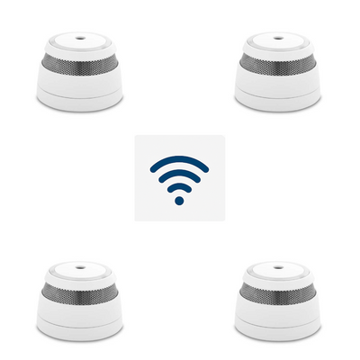 Cavius Trådløs Røykvarslerpakke – 4 stk. seriekoblede optiske røykvarslere - Trygg365