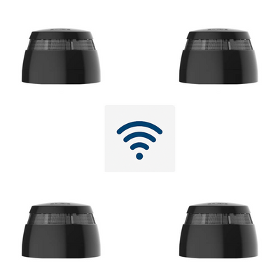 Cavius Trådløs Røykvarslerpakke – 4 stk. seriekoblede optiske røykvarslere - Trygg365