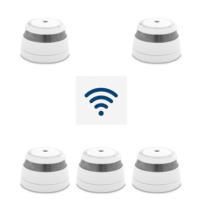 Cavius Trådløs Røykvarslerpakke – 5 stk. seriekoblede optiske røykvarslere - Trygg365