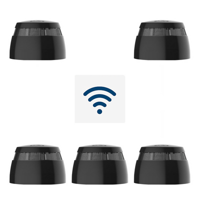 Cavius Trådløs Røykvarslerpakke – 5 stk. seriekoblede optiske røykvarslere - Trygg365