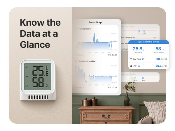 X-Sense Smart temperatursensor og fuktighetsmåler med LCD-display