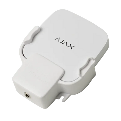 Hvit Ajax-modul for sikkerhetssystem, egnet for brannvern og alarmsystemer.